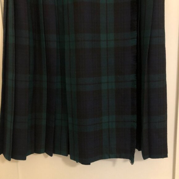 Vintage Pleated Girls Green Blue Tartan Wrap Skirt Punk Academia Cottagecore - Picture 3 of 11